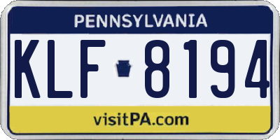 PA license plate KLF8194