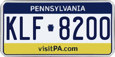 PA license plate KLF8200