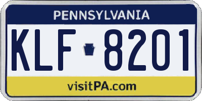 PA license plate KLF8201