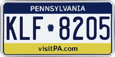 PA license plate KLF8205