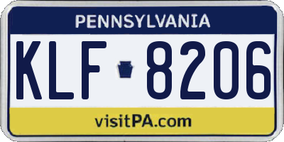 PA license plate KLF8206
