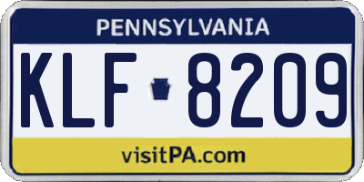 PA license plate KLF8209