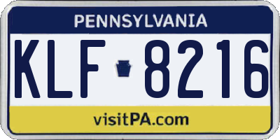 PA license plate KLF8216