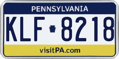 PA license plate KLF8218