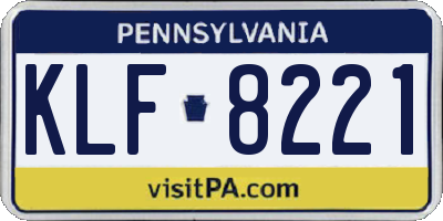 PA license plate KLF8221
