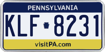 PA license plate KLF8231