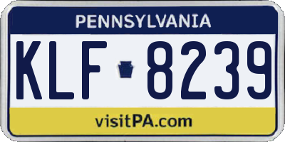 PA license plate KLF8239