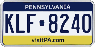 PA license plate KLF8240