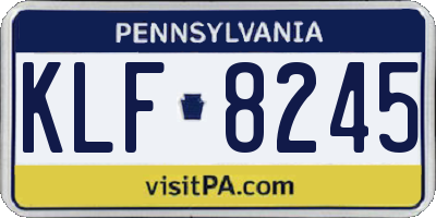 PA license plate KLF8245