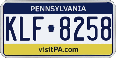 PA license plate KLF8258