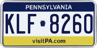 PA license plate KLF8260