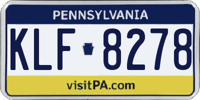 PA license plate KLF8278