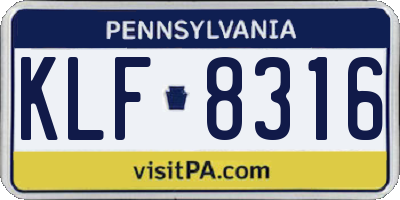 PA license plate KLF8316
