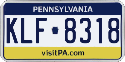 PA license plate KLF8318