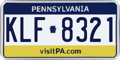 PA license plate KLF8321