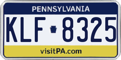 PA license plate KLF8325