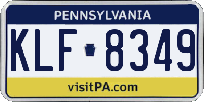 PA license plate KLF8349