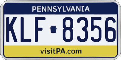 PA license plate KLF8356