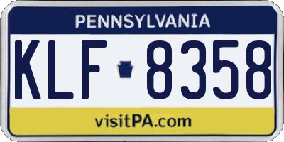PA license plate KLF8358