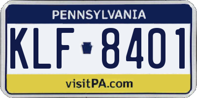 PA license plate KLF8401