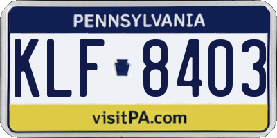 PA license plate KLF8403
