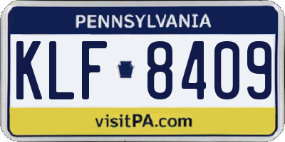 PA license plate KLF8409