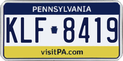 PA license plate KLF8419