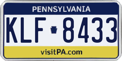 PA license plate KLF8433