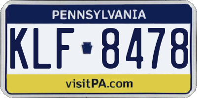 PA license plate KLF8478