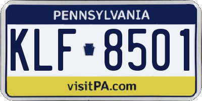 PA license plate KLF8501