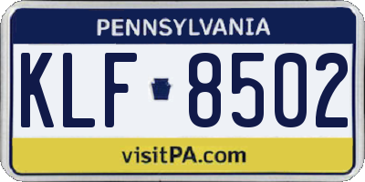 PA license plate KLF8502