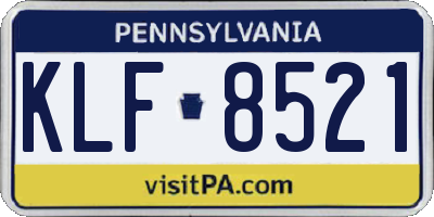 PA license plate KLF8521