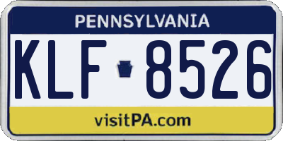 PA license plate KLF8526
