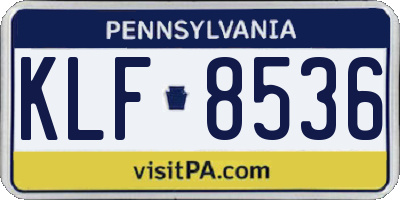 PA license plate KLF8536