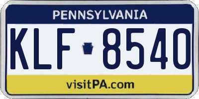 PA license plate KLF8540