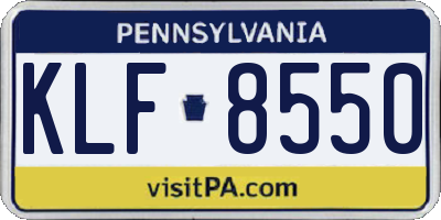 PA license plate KLF8550