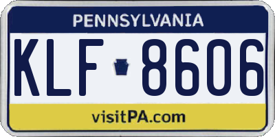 PA license plate KLF8606