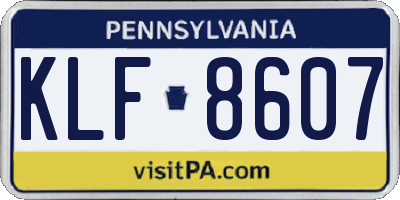 PA license plate KLF8607