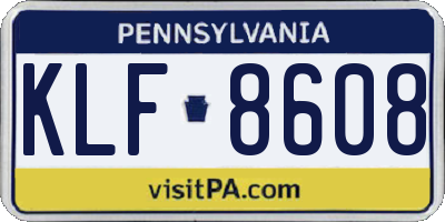 PA license plate KLF8608