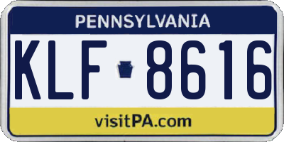 PA license plate KLF8616