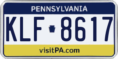 PA license plate KLF8617