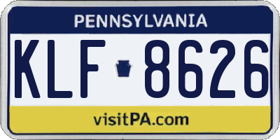 PA license plate KLF8626