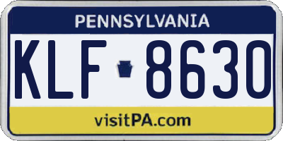 PA license plate KLF8630