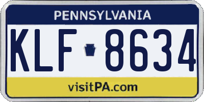 PA license plate KLF8634