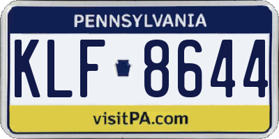 PA license plate KLF8644