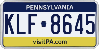 PA license plate KLF8645