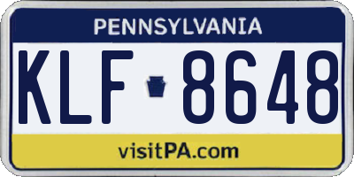 PA license plate KLF8648