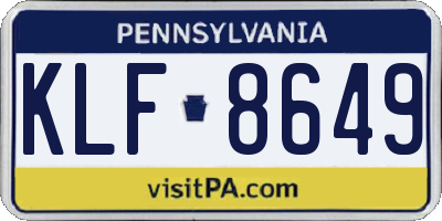 PA license plate KLF8649