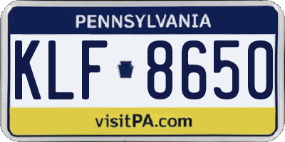 PA license plate KLF8650