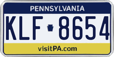 PA license plate KLF8654